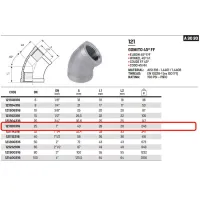 Gomito 45° FF 1" AISI316 - ISO4144 121100316L