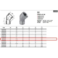 Gomito 45° MF 1"1/4 AISI316 - ISO4144 122114316L