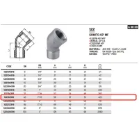 Gomito 45° MF 1"1/2 AISI316 - ISO4144 122112316L