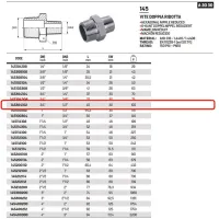 Nipplo niples vite doppia ridotta 3/4" x 1/2" AISI316 - ISO4144 145304102L