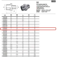 Nipplo niples vite doppia ridotta 1" x 1/2" AISI316 - ISO4144 145100102L