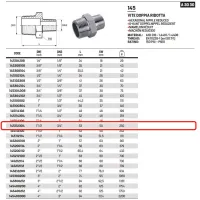 Nipplo niples vite doppia ridotta 1"1/2 x 3/4" AISI316 - ISO4144 145112304L