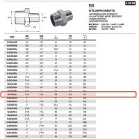 Nipplo niples vite doppia ridotta 1"1/2 x 1"1/4 AISI316 - ISO4144 145112114L