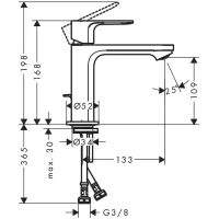 Rebris S Miscelatore monocomando lavabo 110 CoolStart EcoSmart+ con salterello -  Finitura Cromo 72588000