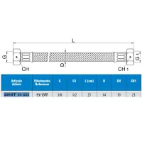 Attacco flessibile DN10 treccia acciaio inox AISI 304 - femmina/femmina - Misura 3/8" x 1/2" L.30 cm 0093FF34030