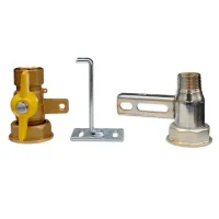 Mensola con rubinetto - ø 1" 1/4 - 3/4" x 3/4" - INT. 110 mm - con manopola a farfalla per contatori Gas dotata di zanca attorcigliata per tassello e guarnizioni 0000GN50422