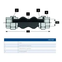 Giunto elastico ø 1"1/2 in gomma filettato per acqua - L. 200 mm 00000015212