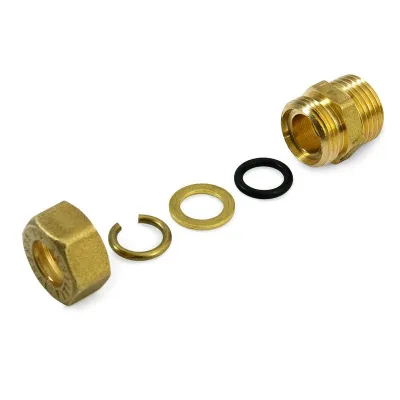 Raccordo M a compressione 3/4"x22 in ottone con anello di serraggio ed O-ring di tenuta, per tubo rame 120001H052200A