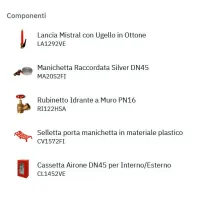 Idrante a muro Airone da interno/esterno DN45 20 metri CE70A120