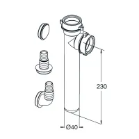 Art./8 Raccordo bianco 2 vie ø 40 attacco lavartice - lavastoviglie 230 mm 8.2429.04