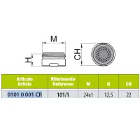 Aeratore filetto maschio 24x1 cromato 01010001CR