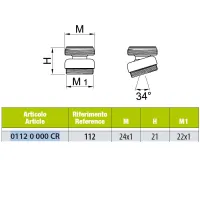 Snodo filetto maschio cromato 24x1 / maschio 22x1 , H.21 mm 01120000CR