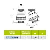 Doccetta a snodo con aeratore filetto femmina 22x1 cromata, H. 51 mm 01310000CR