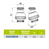 Doccetta a snodo con aeratore filetto maschio 24x1 cromata, H.50 mm 01320000CR