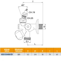 Rubinetto sottolavabo e per lavatrice con filtro - cromato, chiusure a vitoni indipendenti, snodo con calotta bassa, rosone scorrevole in acciaio inox - Misura 1/2" x 3/4" x 10 0551B400CR