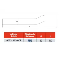 Canotto eccentrico in ottone cromato - Misura ø32 L.300 mm 73/2V