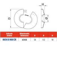 Rosone apribile in ottone cromato - Misura 1/2" - D.54 - H.10 06540400CR