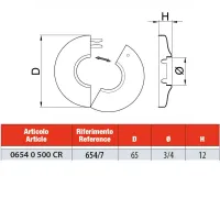 Rosone apribile in ottone cromato - Misura 3/4" - D.65 - H.12 06540500CR