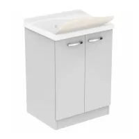 Ideal Standard Lago mobile sottolavatoio con asse in legno L.60 P.50 cm, colore bianco finitura lucido (solo mobile, senza lavatoio) J0029PW