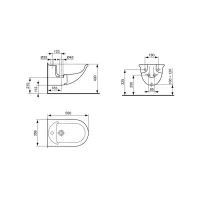 Ideal Standard Esedra Bidet sospeso monoforo, con erogazione dell'acqua dal rubinetto, bianco T506661