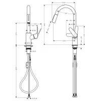 Focus M41 Miscelatore lavello cucina monocomando 240, doccetta estraibile, 2jet - Finitura Cromo 31815000