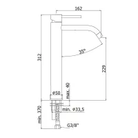 Light miscelatore lavabo prolungato senza scarico LIG081CR