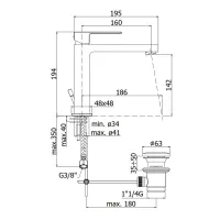 Elle-effe miscelatore lavabo medio con scarico automatico 1"1/4G EL073CR