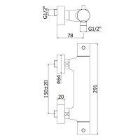 Light miscelatore termostatico doccia senza set doccia con attacco inferiore 1/2"G LIQ168CR