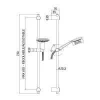 Saliscendi GIADA con asta ø20,5 x L.730 mm in metallo cromato ZSAL195CR