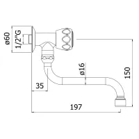 Danubio rubinetto snodo con canna orientabile "S" - ø16x160mm DA202CR