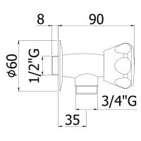 Danubio rubinetto snodo con attacco a muro 1/2"G DA206CR