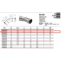 Curva 45° FF ø18 Inox 316L a pressare 181018450C