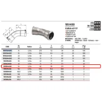 Curva 45° FF ø54 Inox 316L a pressare 181054450