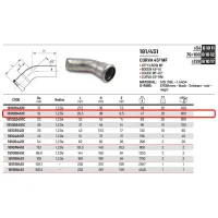 Curva 45° MF ø18 Inox 316L a pressare 181018451C