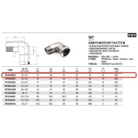 Gomito misto MF 90° filetto M - Misura ø15 x 1/2"M - Inox 316L a pressare 197102015