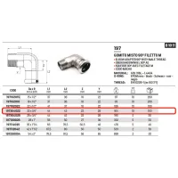 Gomito misto MF 90° filetto M - Misura ø22 x 3/4"M - Inox 316L a pressare 197304022