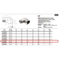 Gomito misto MF 90° filetto M - Misura ø35 x 1"1/4M - Inox 316L a pressare 197114035