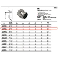 Manicotto misto filetto F ø18 x 1/2"F Inox 316L a pressare 190102018