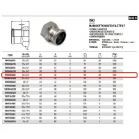 Manicotto misto filetto F ø22 x 1/2"F Inox 316L a pressare 190102022