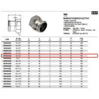 Manicotto misto filetto F ø22 x 3/4"F Inox 316L a pressare 190304022