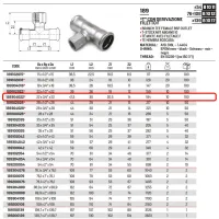 Tee con derivazione filetto femmina ø22 x 3/4"F x 22 Inox 316L a pressare 189304022