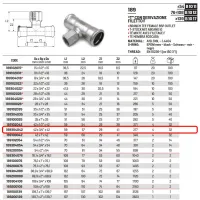 Tee con derivazione filetto femmina ø42 x 3/4"F x 42 Inox 316L a pressare 189304042