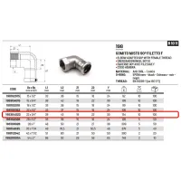 Gomito misto FF 90° filetto F - Misura ø22 x 3/4"F - Inox 316L a pressare 198304022