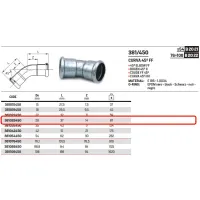 Curva 45° FF ø28 a pressare 381028450