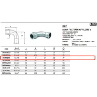 Curva filettata 90° MF ø15 x 1/2"M a pressare 397102015