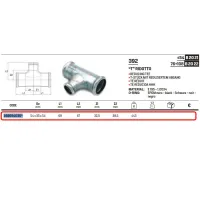 Tee ridotto ø54 x 35 x 54 a pressare 392054035