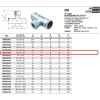 Tee con derivazione filetto F ø28 x 3/4"F x 28 a pressare 389304028