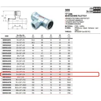 Tee con derivazione filetto F ø54 x 3/4"F x 54 a pressare 389304054