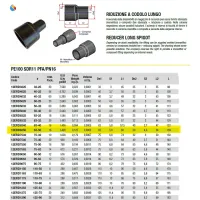 Riduzione a codolo lungo, diametro 63-50 PE100 SDR11 PFA/PN16 12ERD6350