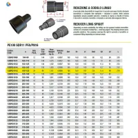 Riduzione a codolo lungo, diametro 160-125 PE100 SDR11 PFA/PN16 12ERD1612